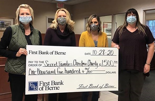 First Bank of Berne donates to Secret Families Christmas Charity