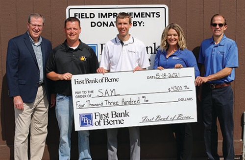 First Bank of Berne Donates $4,300 to the South Adams Youth League (SAYL)