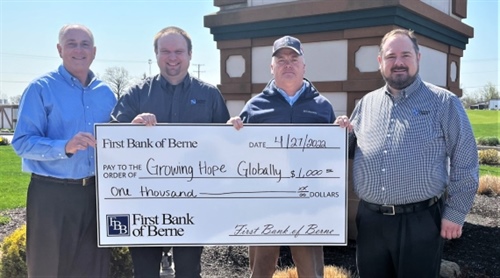 First Bank of Berne donates to Growing Hope Globally