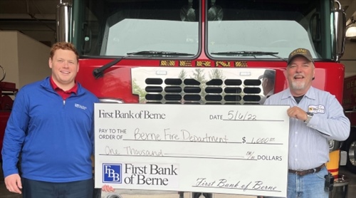 First Bank of Berne donates to the Berne Volunteer Fire Department