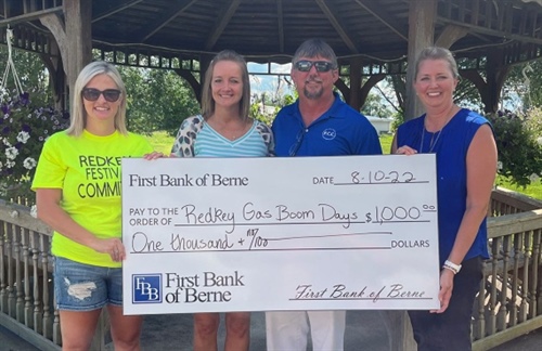 First Bank of Berne donates to Redkey Gas Boom Days