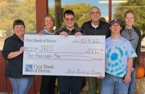 First Bank of Berne donates to Jay-Randolph Developmental Services (JRDS)