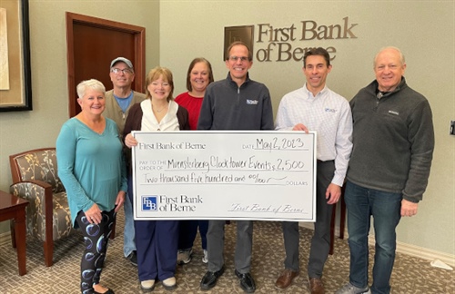FIRST BANK OF BERNE DONATES TO MUENSTERBERG CLOCK TOWER EVENTS