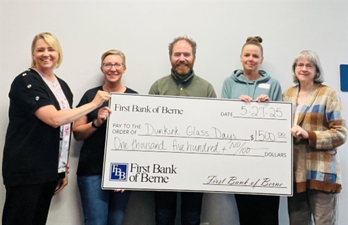 First Bank of Berne Supports Dunkirk Glass Days with Community Donation