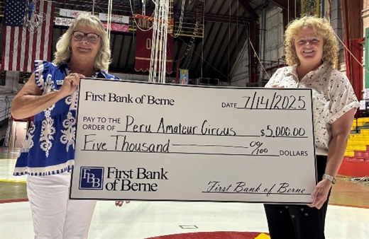 First Bank of Berne Supports Peru Amateur Circus with Donation to Youth Program