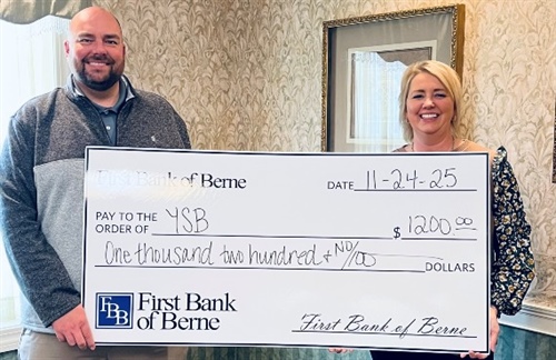 First Bank of Berne Supports Youth Service Bureau with Holiday Donation