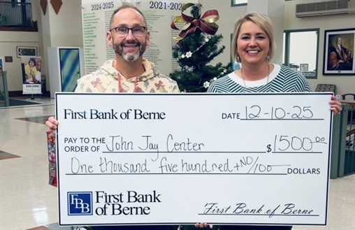 First Bank of Berne Donates to Enhance Programs at John Jay Center for Learning