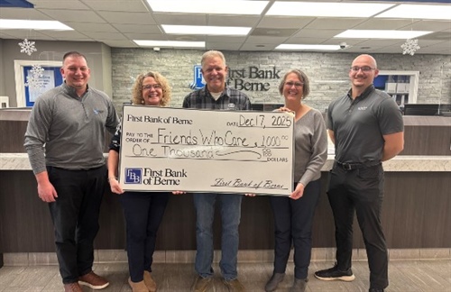 First Bank of Berne Supports Friends Who Care Foundation to Help Residents Who Are Battling Cancer