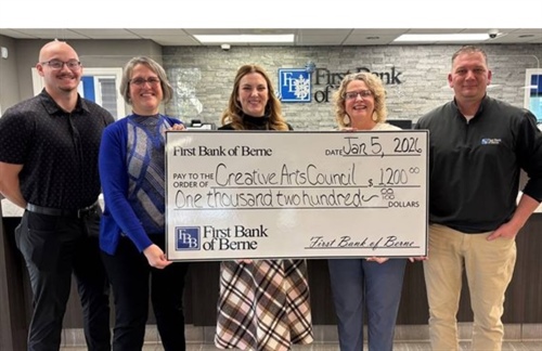 First Bank of Berne Donates to The Creative Arts Council of Wells County