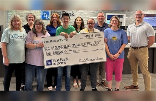 First Bank of Berne Supports Adams‑Wells Special Olympics