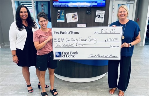 First Bank of Berne Donates to Jay County Cancer Society