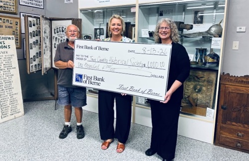 First Bank of Berne Contributes to Jay County Historical Society