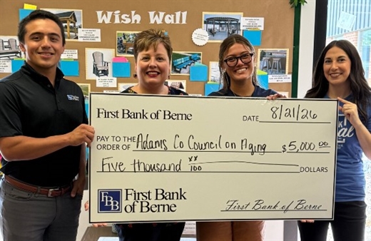 First Bank of Berne and ABC Real Estate/AB Cinema Contribute to Adams County Council on Aging Memorial Garden