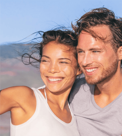 Woman and man smiling