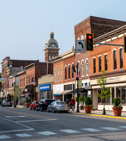 Street and buildings